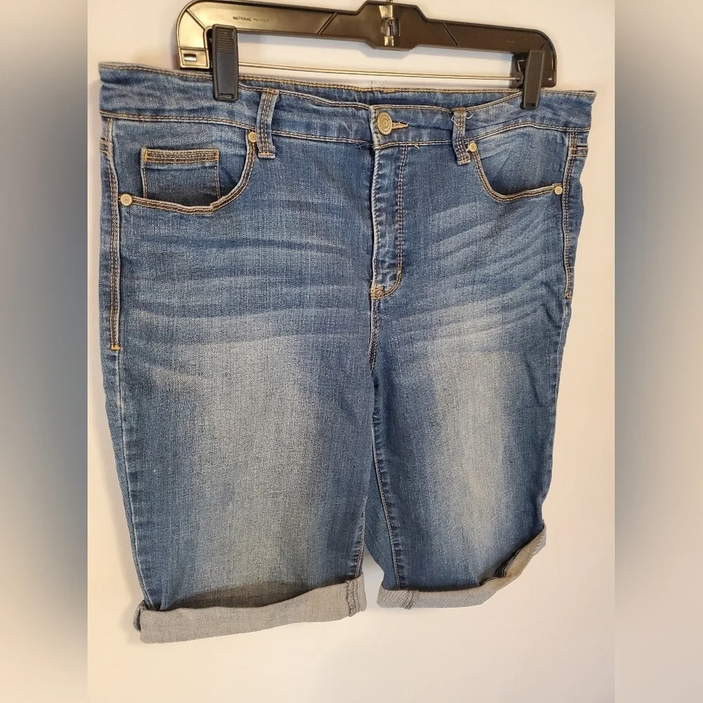 Long Womens Blue Denim Shorts